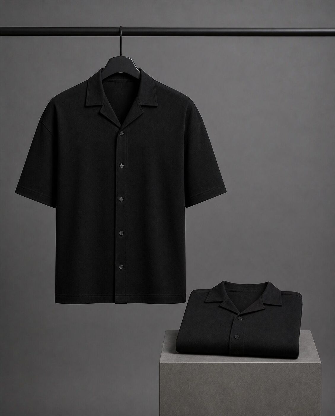 Short-sleeve button-up on a rail