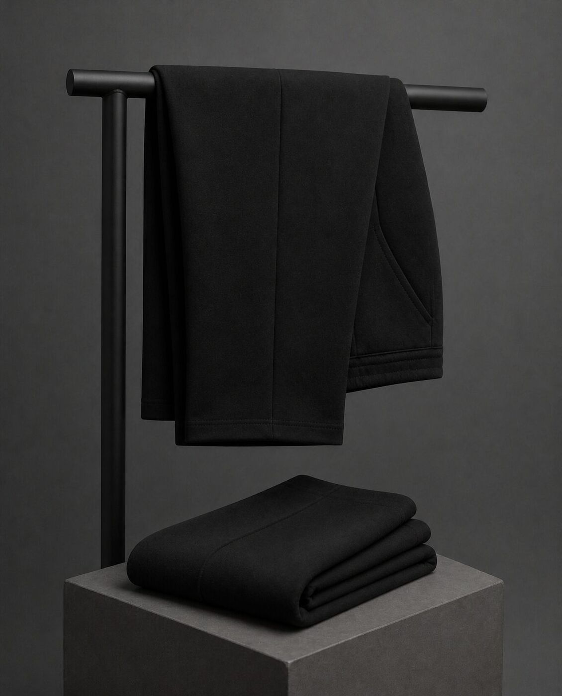Tailored sweatpants on a bar