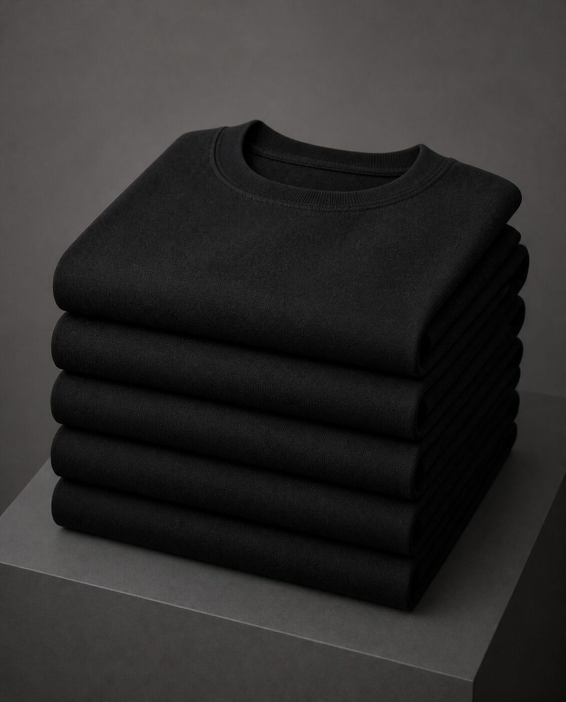 Folded stack of heavyweight tees